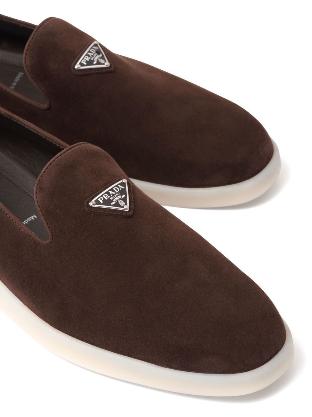 Prada triangle-patch suede loafers - Image 4