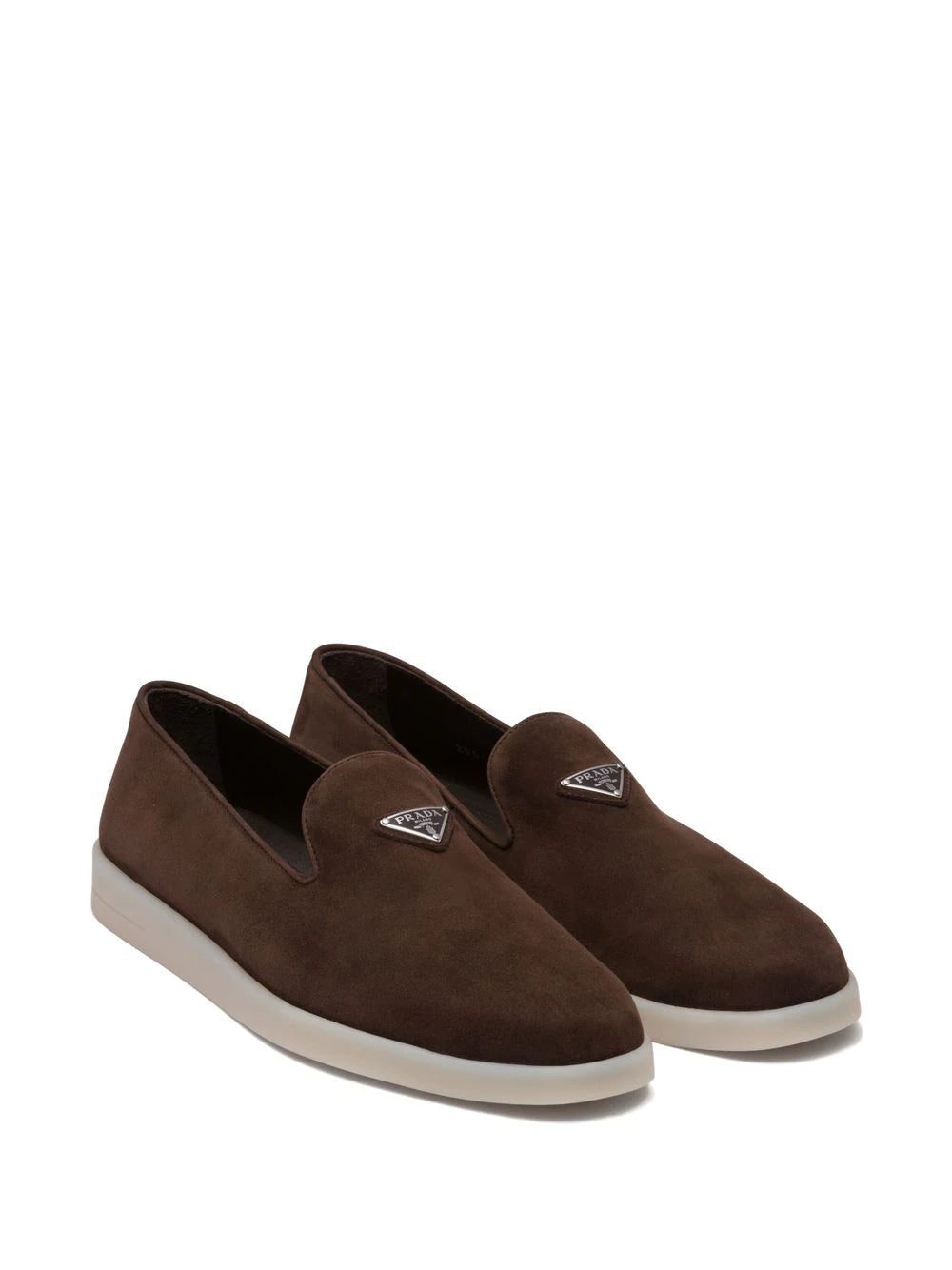 Prada triangle-patch suede loafers - Image 2