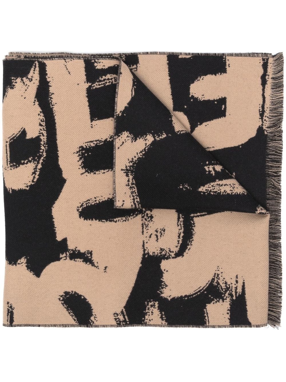Alexander McQueen two-tone Graffiti-print scarf