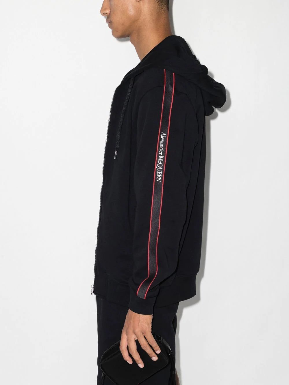 Alexander McQueen logo-tape zip-up hoodie - Image 3