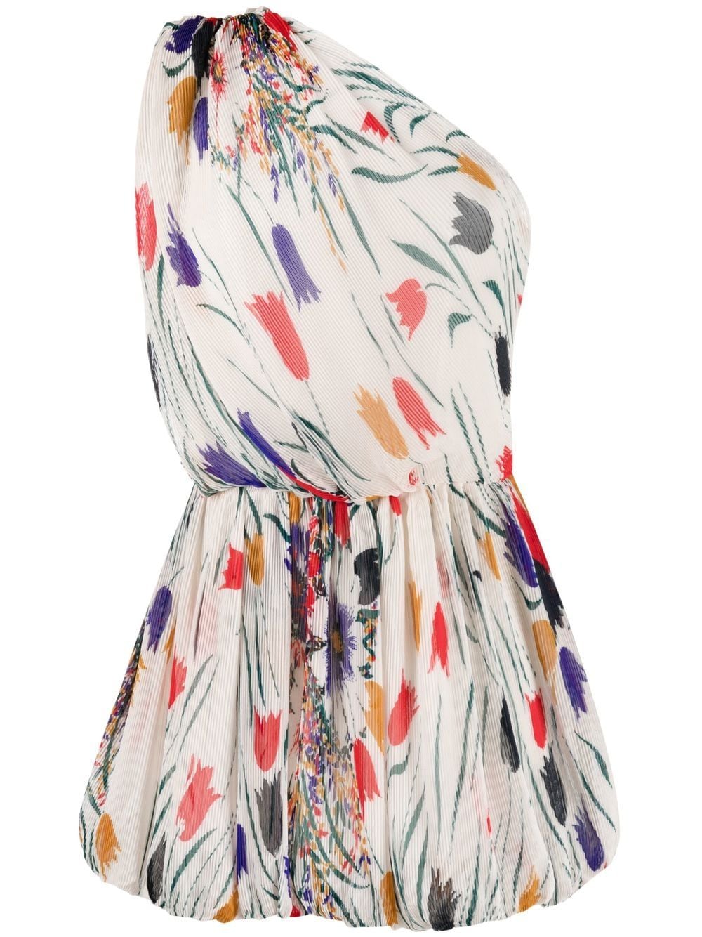 Saint Laurent tulip plissé bubble-hem mini dress