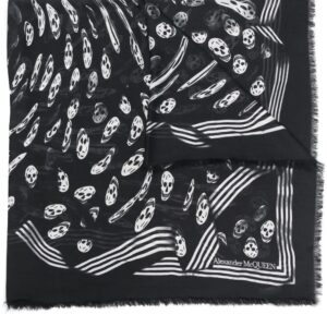 Alexander McQueen skull-print frayed scarf