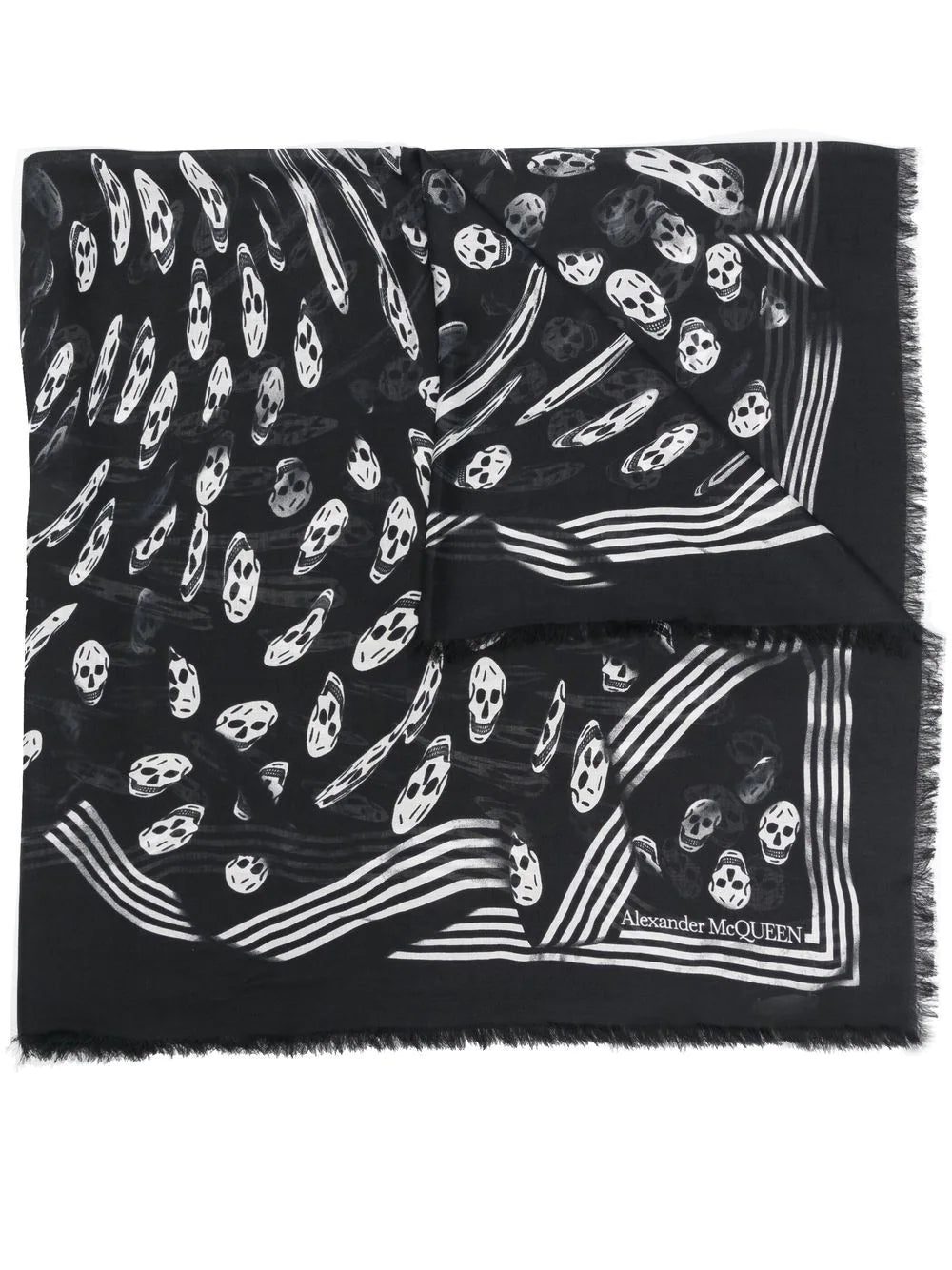 Alexander McQueen skull-print frayed scarf
