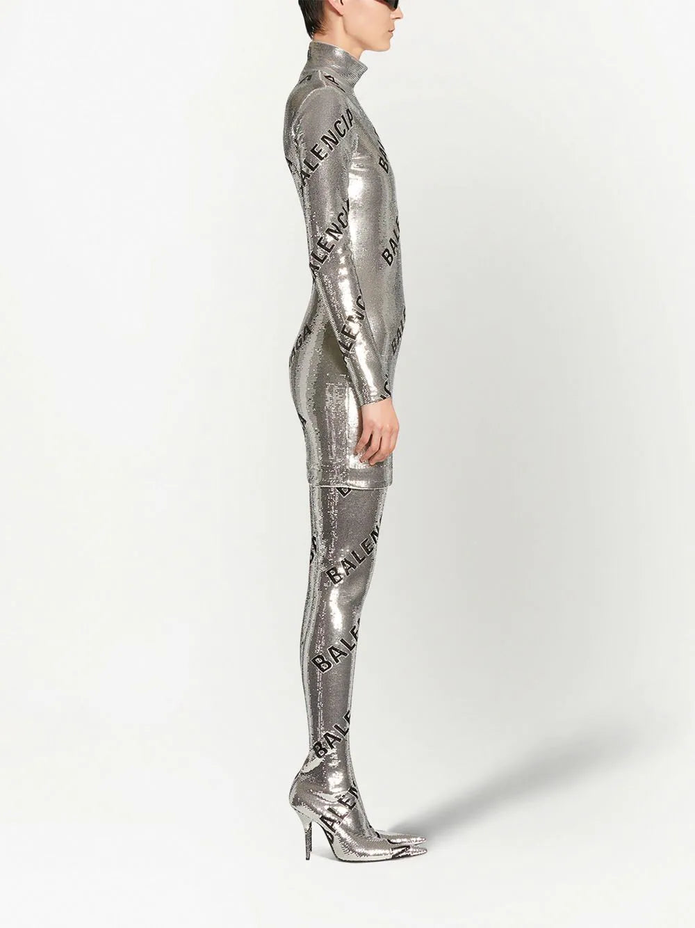 Balenciaga logo-print sequin mini dress - Image 4