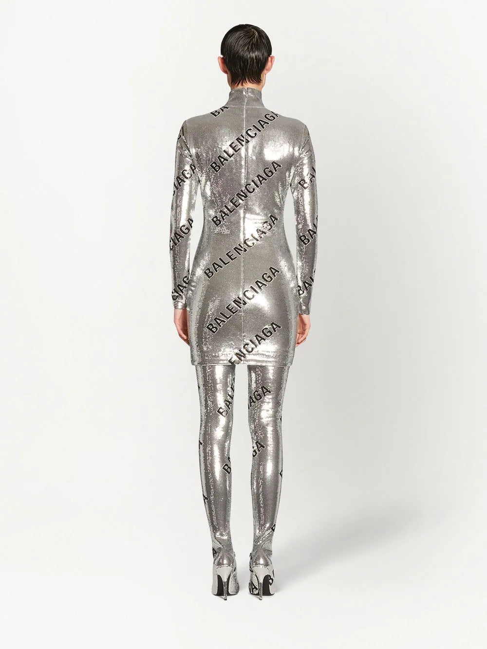 Balenciaga logo-print sequin mini dress - Image 3