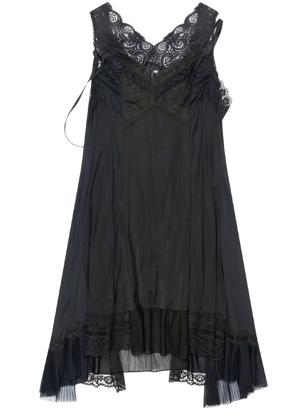 Balenciaga lace-trim sleeveless asymmetric-hem dress