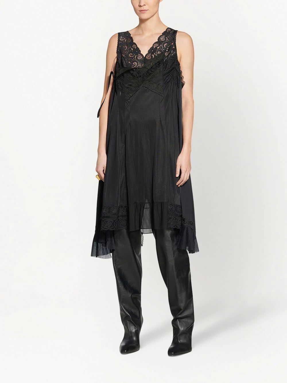 Balenciaga lace-trim sleeveless asymmetric-hem dress - Image 2