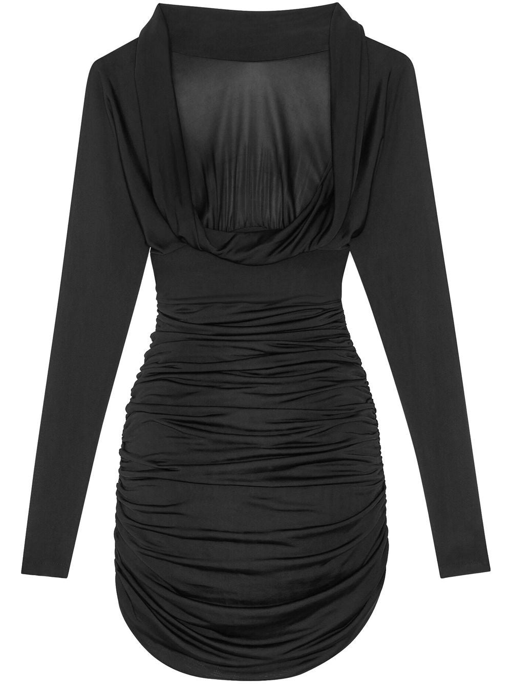Saint Laurent ruched curved-hem long-sleeve dress - Image 2