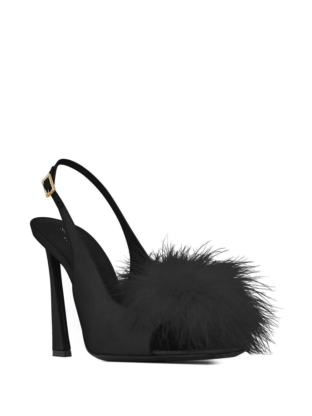 Saint Laurent faux-fur detail 110mm sandals - Image 2