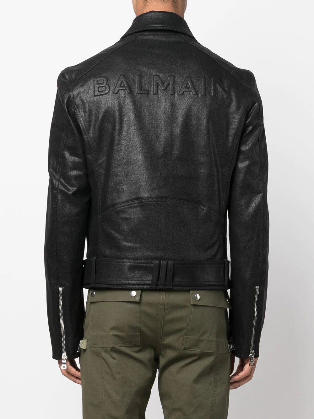 Balmain coated denim biker jacket - Image 4