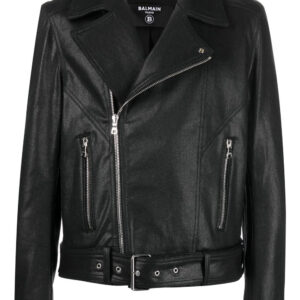 Balmain  coated denim biker jacket