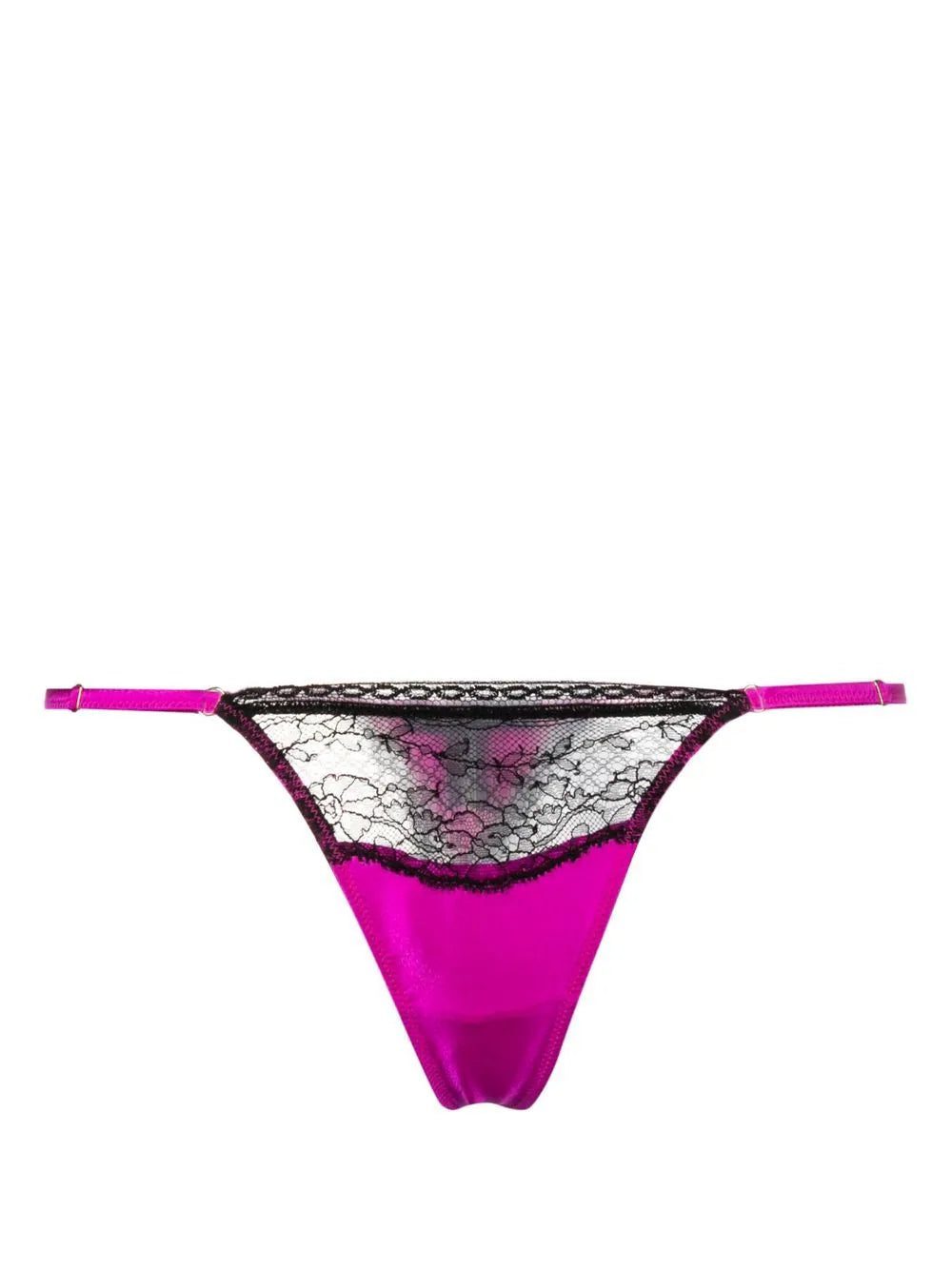 Kiki de Montparnasse Tiered lace-trim silk thong