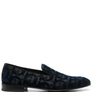 Ferragamo  flocked logo-print loafers