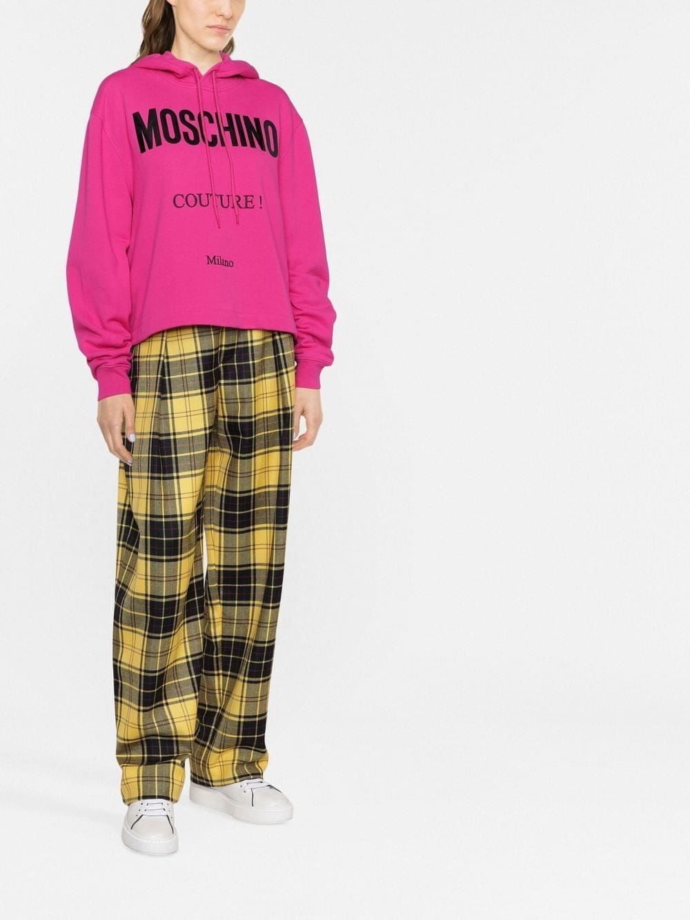 Moschino logo-print cropped hoodie - Image 2