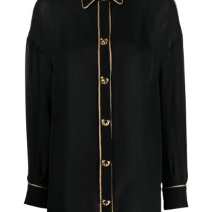 Moschino logo-button silk shirt