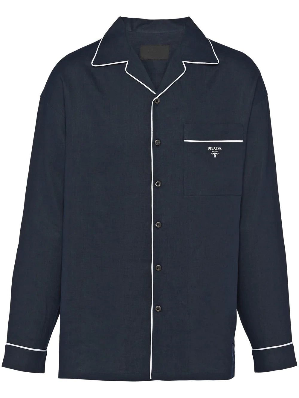 Prada piped linen shirt