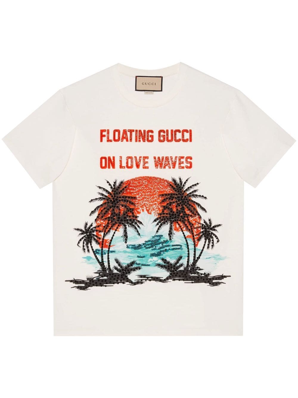 Gucci sequinned slogan-print T-shirt