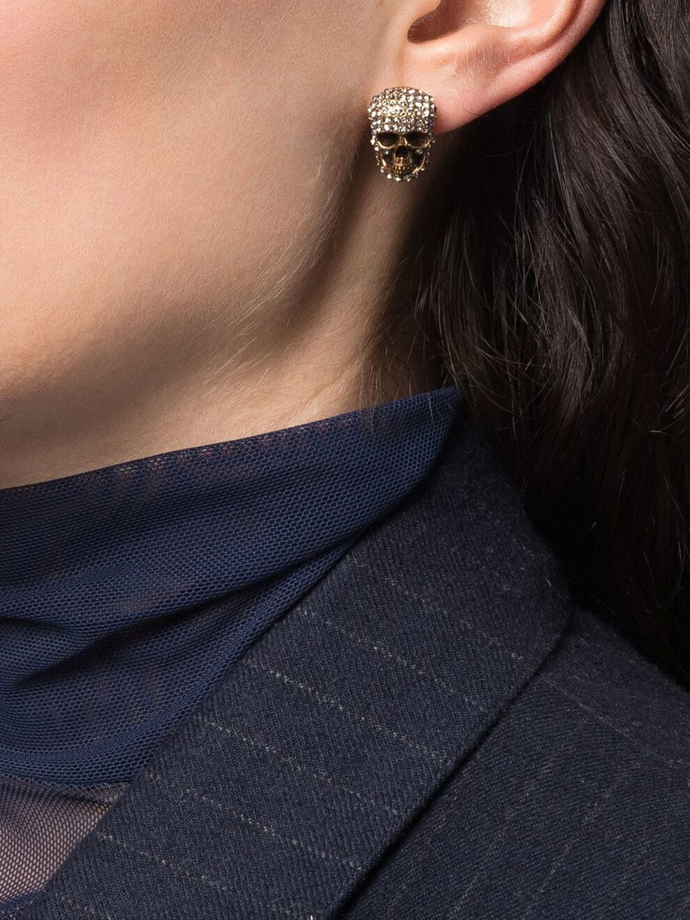 Alexander McQueen crystal-embellished skull earring - Image 2