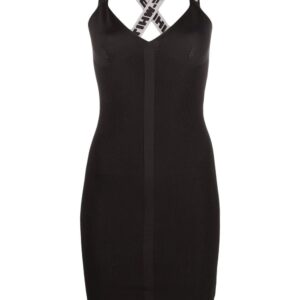 Off-White logo straps V-neck mini dress