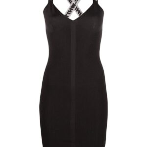 Off-White logo straps V-neck mini dress