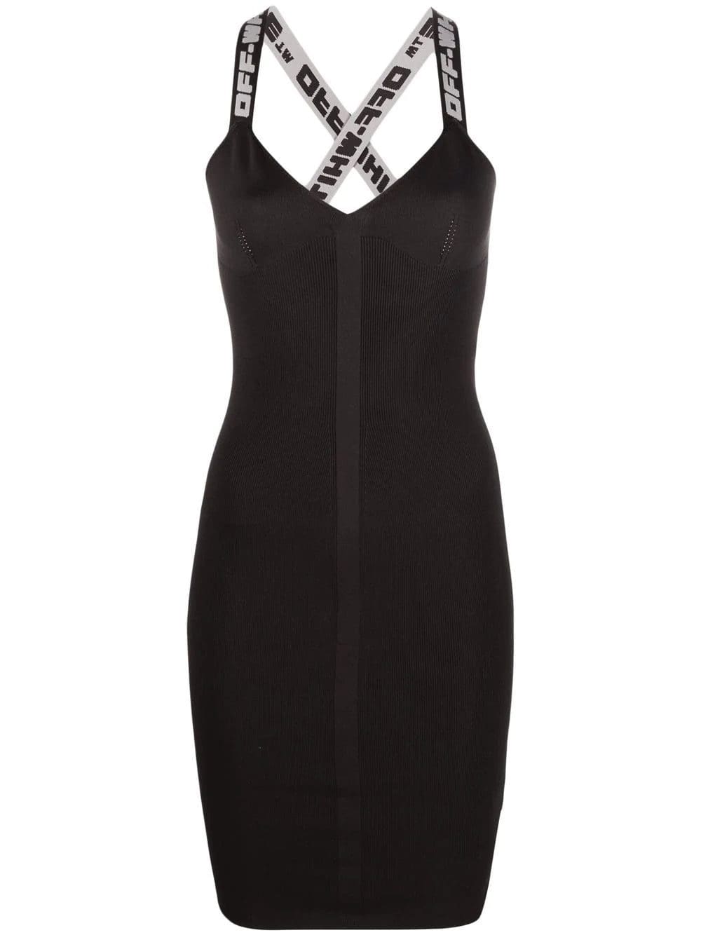 Off-White logo straps V-neck mini dress
