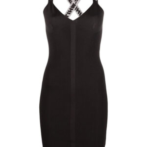 Off-White logo straps V-neck mini dress