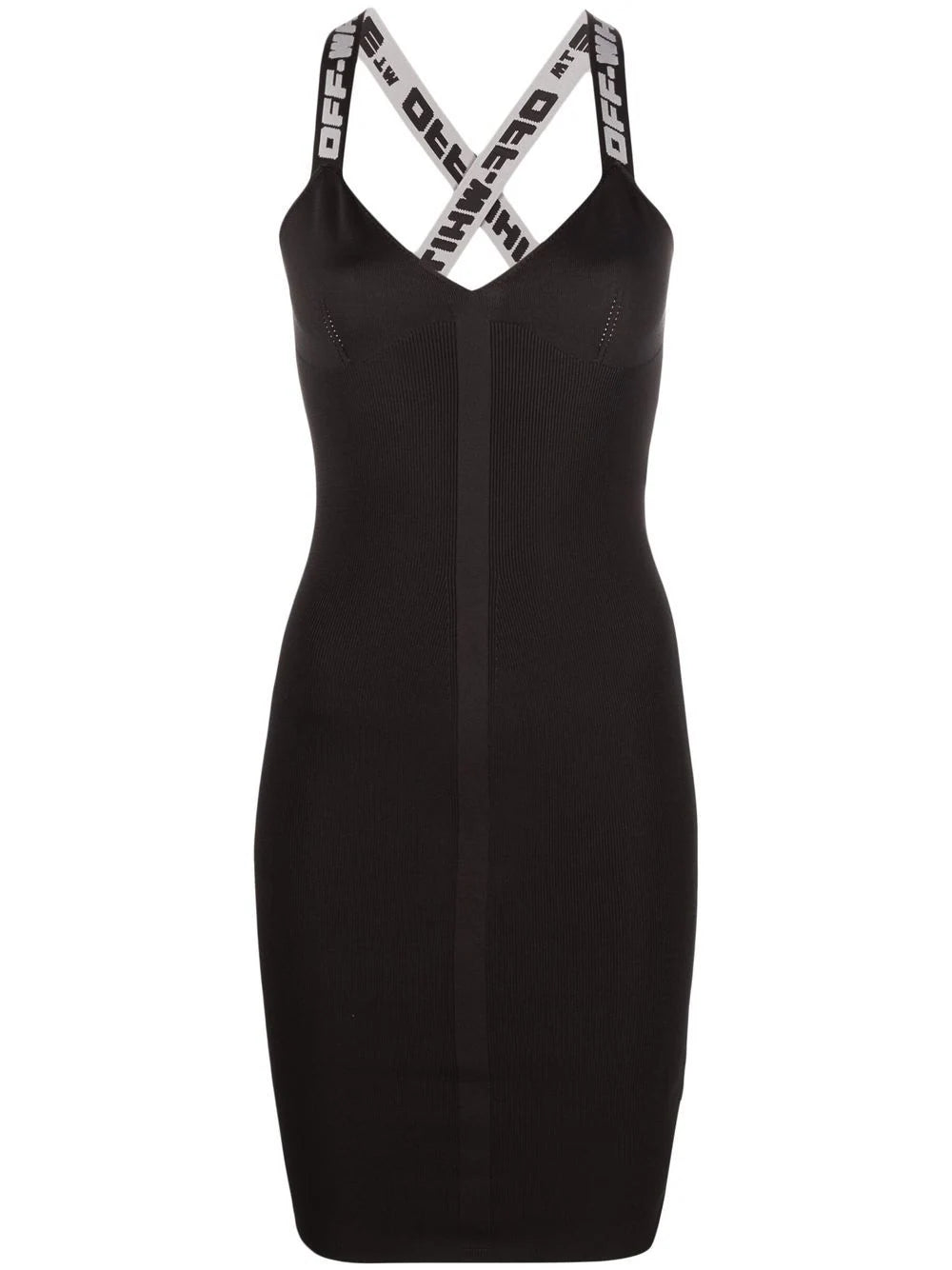 Off-White logo straps V-neck mini dress