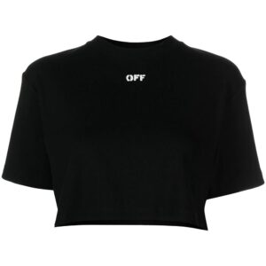 Off-White  cropped logo-print T-shirt