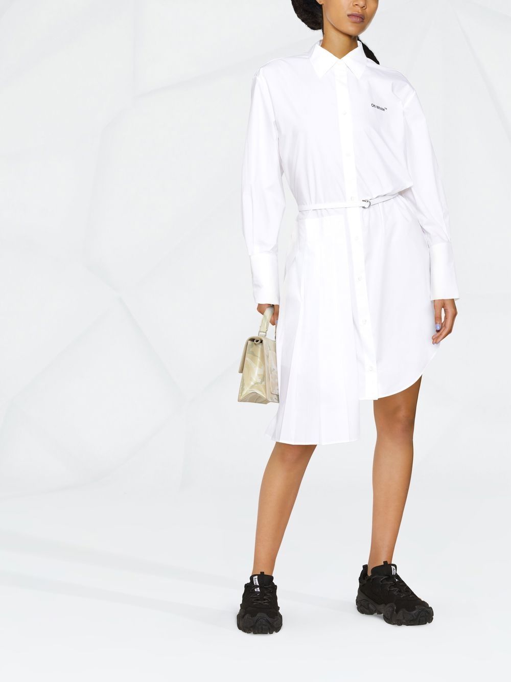 Off-White asymmetric pleated shirt dress - Image 2