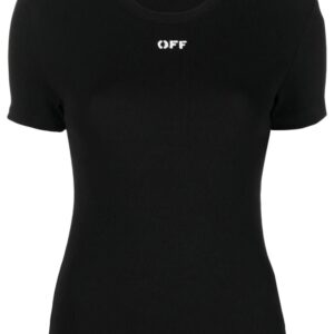 Off-White  logo-print ribbed T-shirt