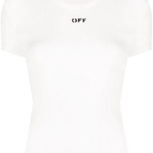 Off-White  logo-print ribbed T-shirt