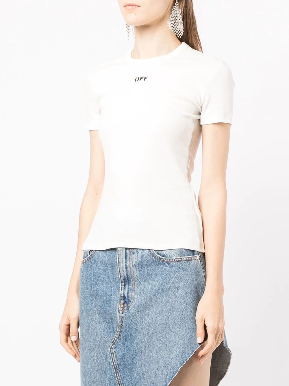 Off-White logo-print ribbed T-shirt - Image 3