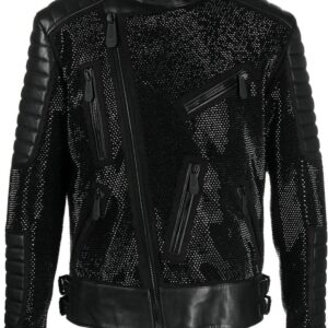Philipp Plein leather disco biker jacket