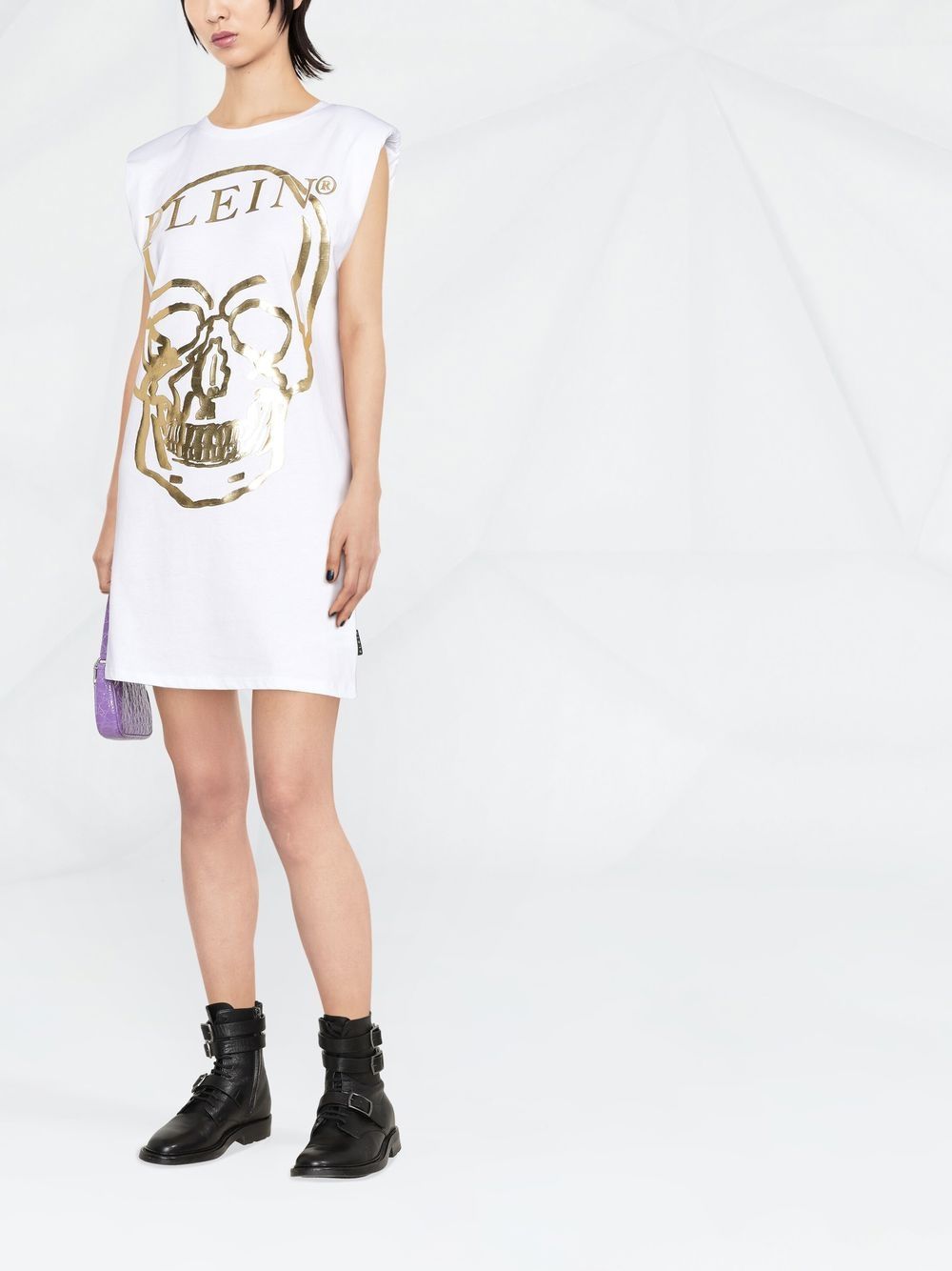 Philipp Plein metallic logo-print T-shirt dress - Image 4