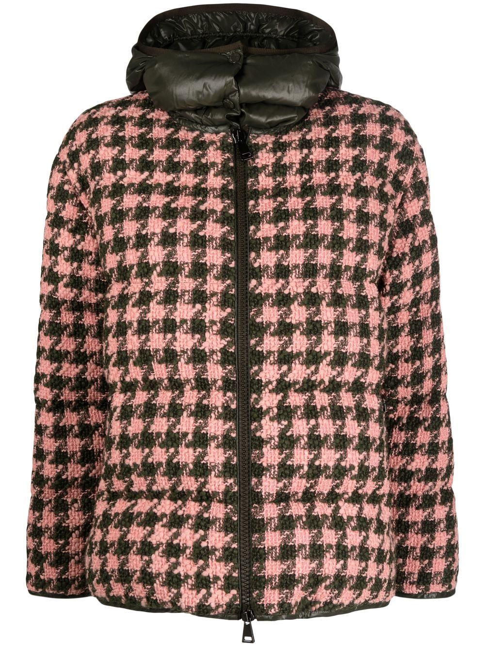 Moncler houndstooth hooded puffer jacket