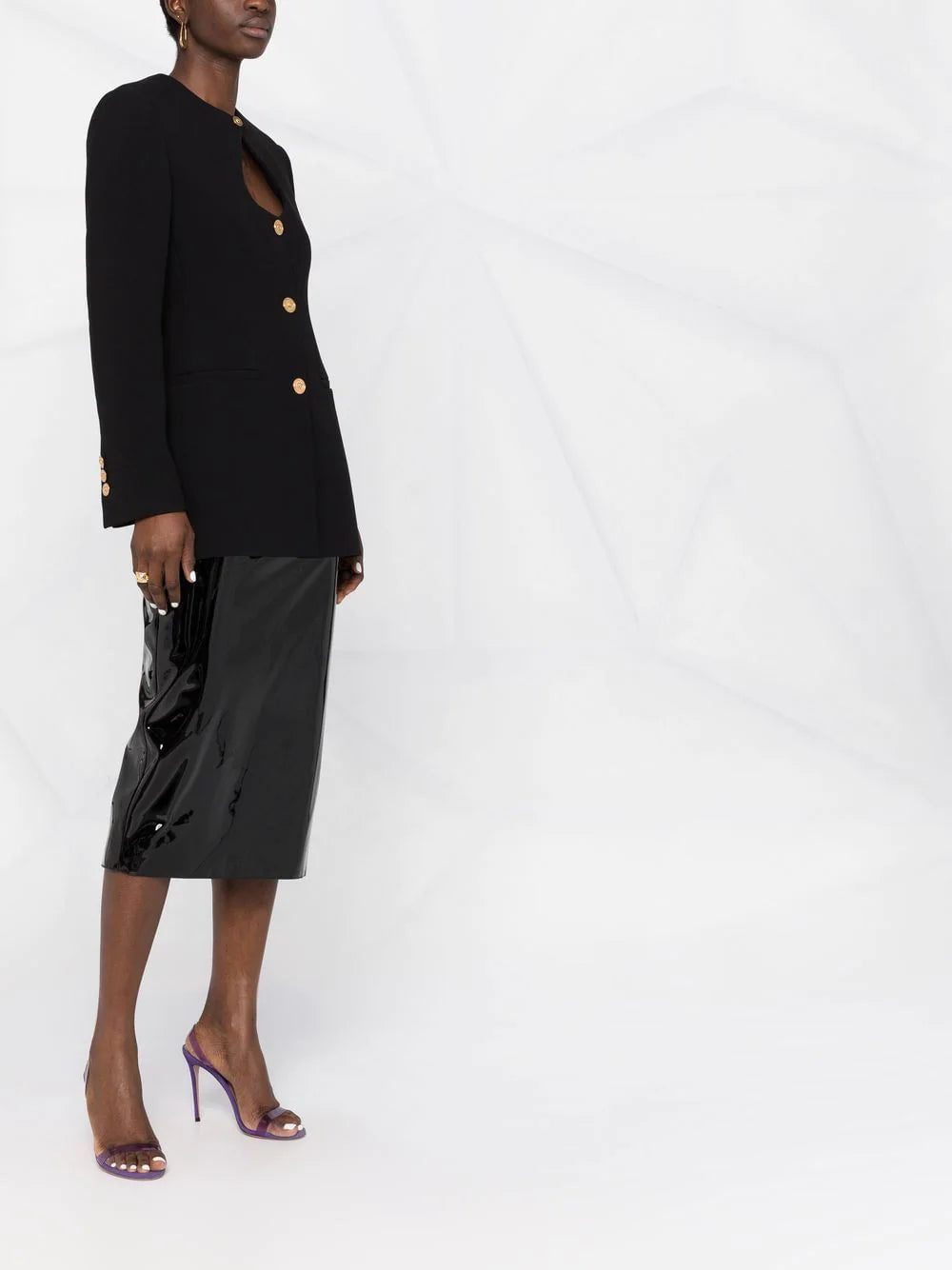 Versace keyhole-neck fitted blazer - Image 4