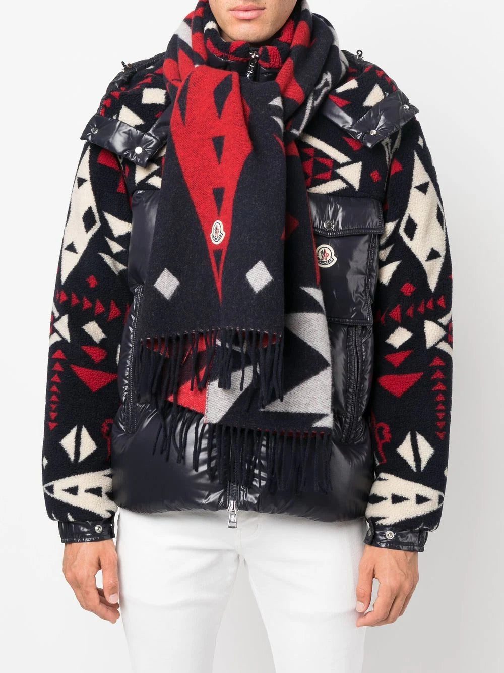 Moncler geometric pattern wool scarf - Image 2