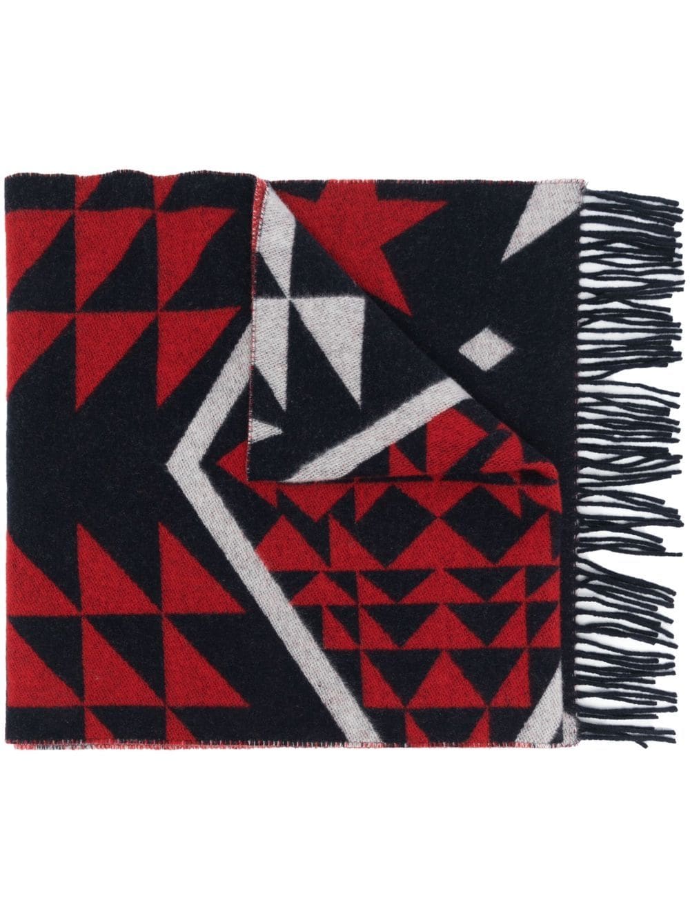 Moncler geometric pattern wool scarf