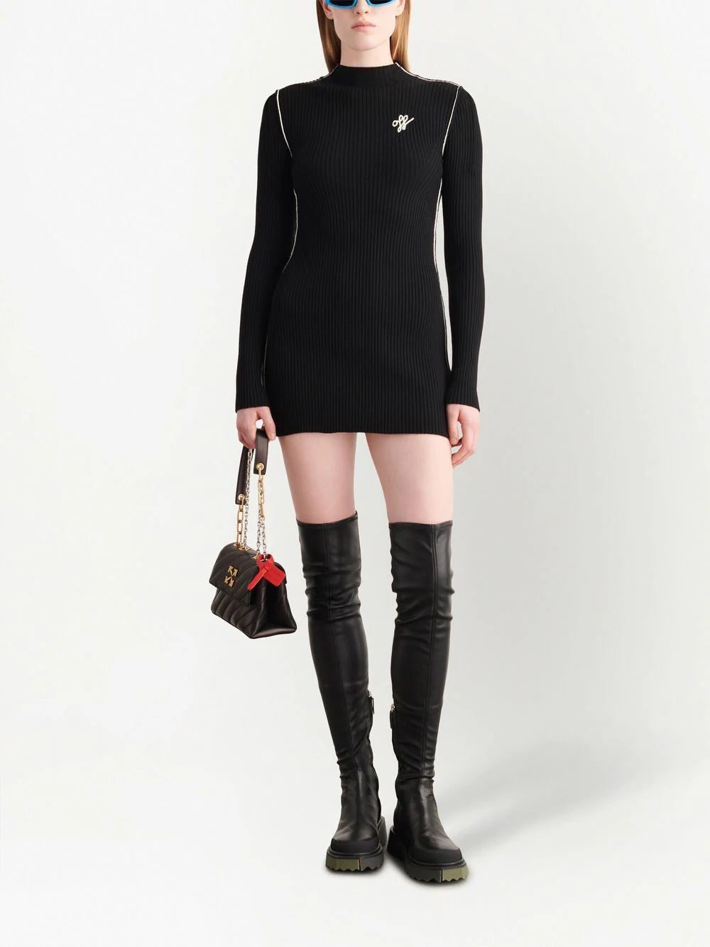 Off-White embroidered-logo ribbed mini dress - Image 2