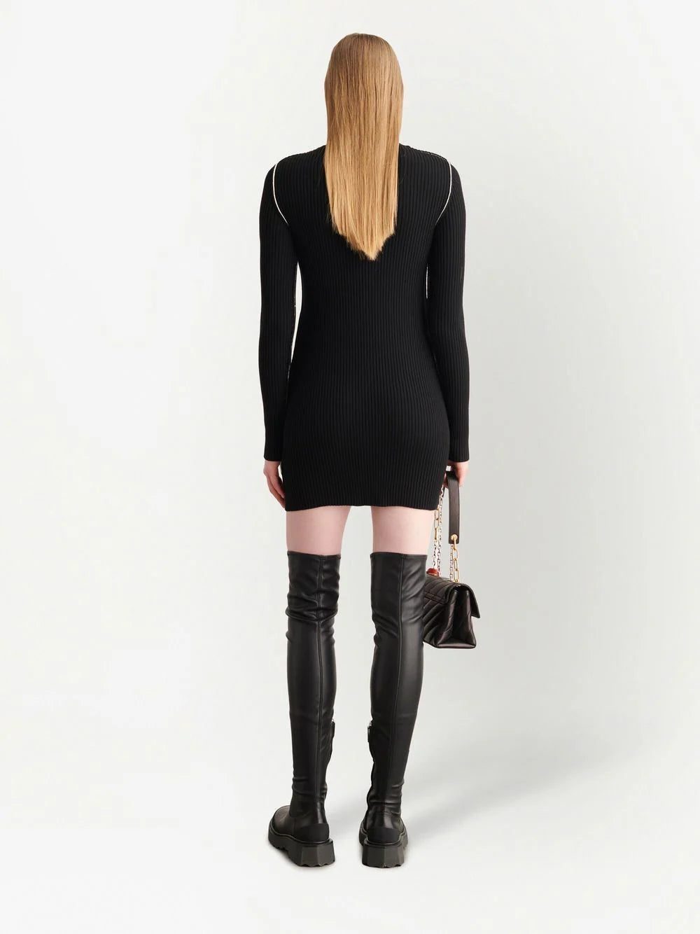 Off-White embroidered-logo ribbed mini dress - Image 4