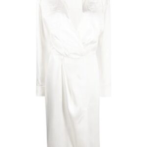 Off-White twist-front satin shirt midi dress