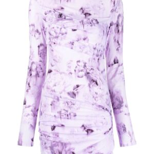 Off-White chine long-sleeve mini dress