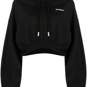 Off-White  embroidered-logo cropped hoodie