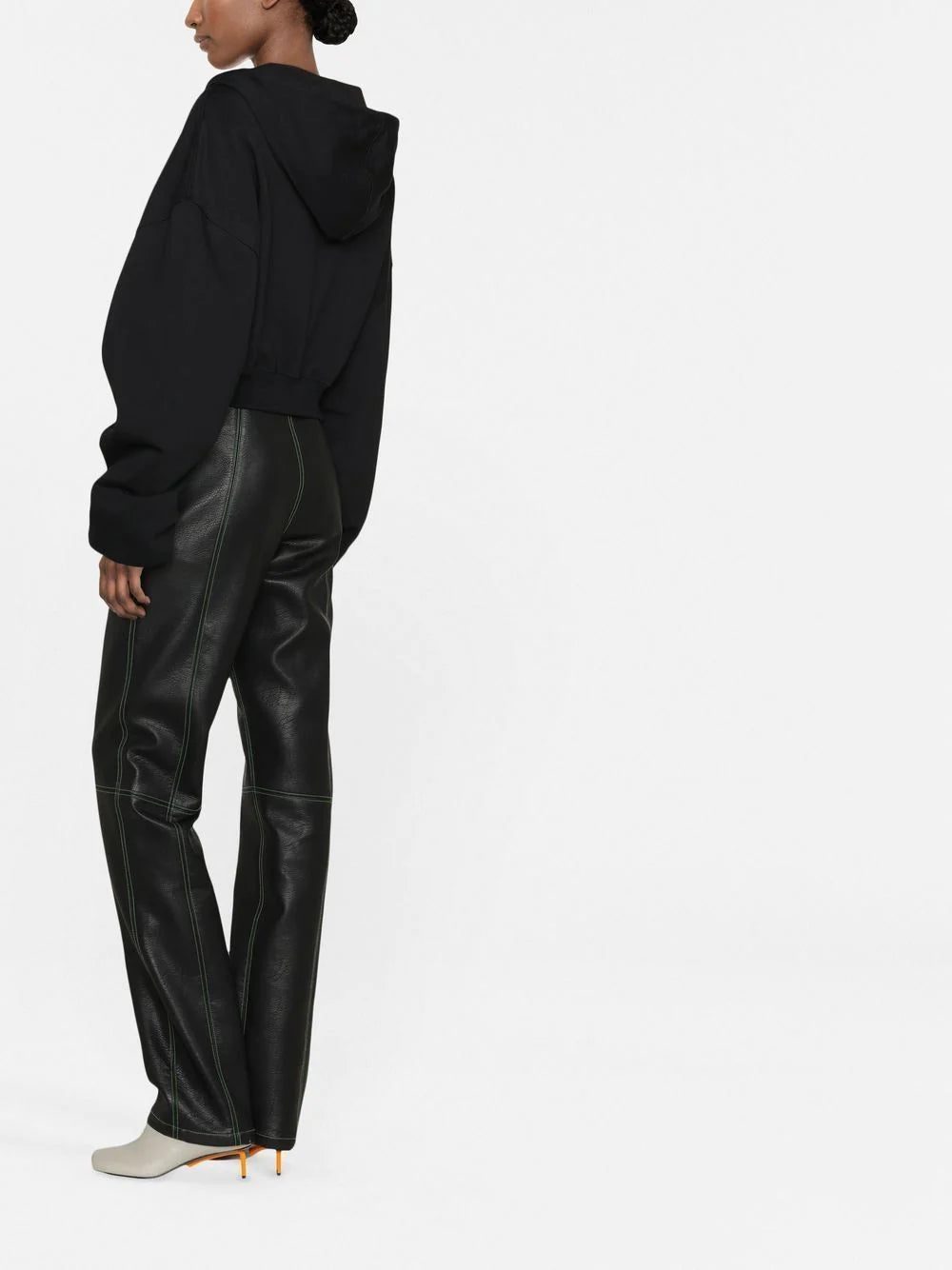 Off-White embroidered-logo cropped hoodie - Image 3