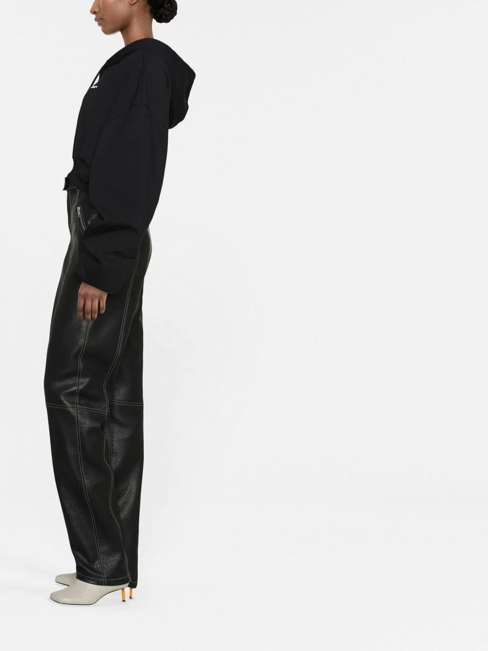 Off-White embroidered-logo cropped hoodie - Image 4