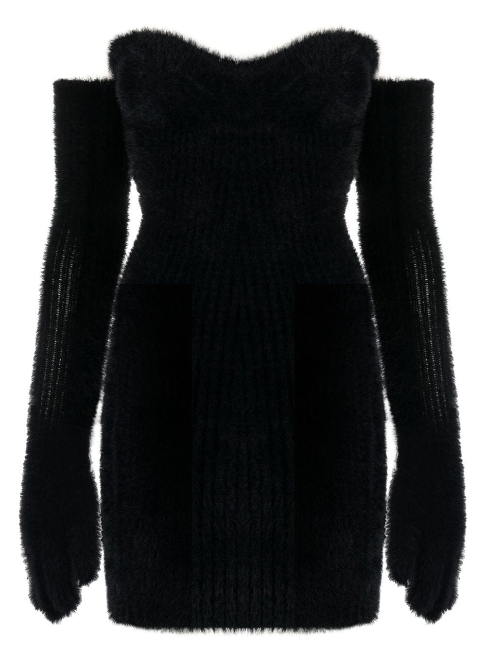 Off-White Fuzzy Gloves strapless minidress