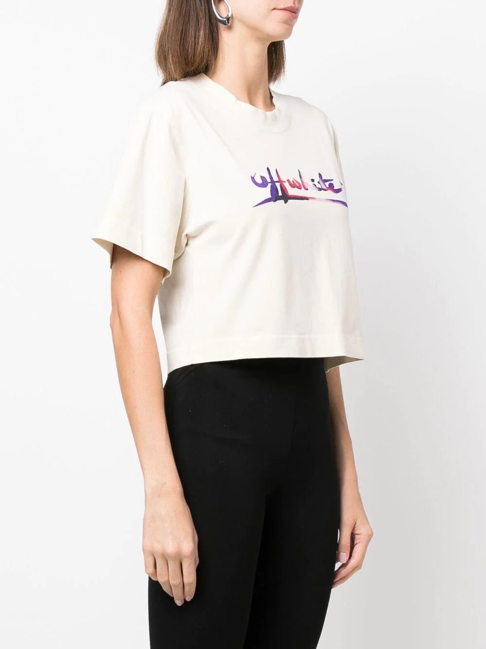 Off-White logo-print cropped T-shirt - Image 3