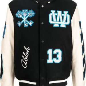 Off-White  logo-patch varsity jacket