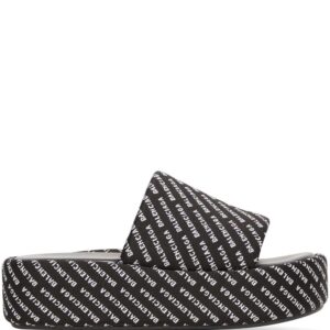 Balenciaga all-over logo-print platform slides