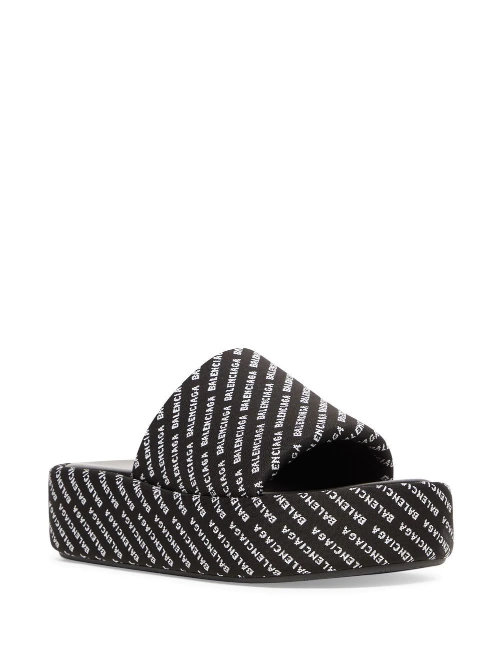 Balenciaga all-over logo-print platform slides - Image 2